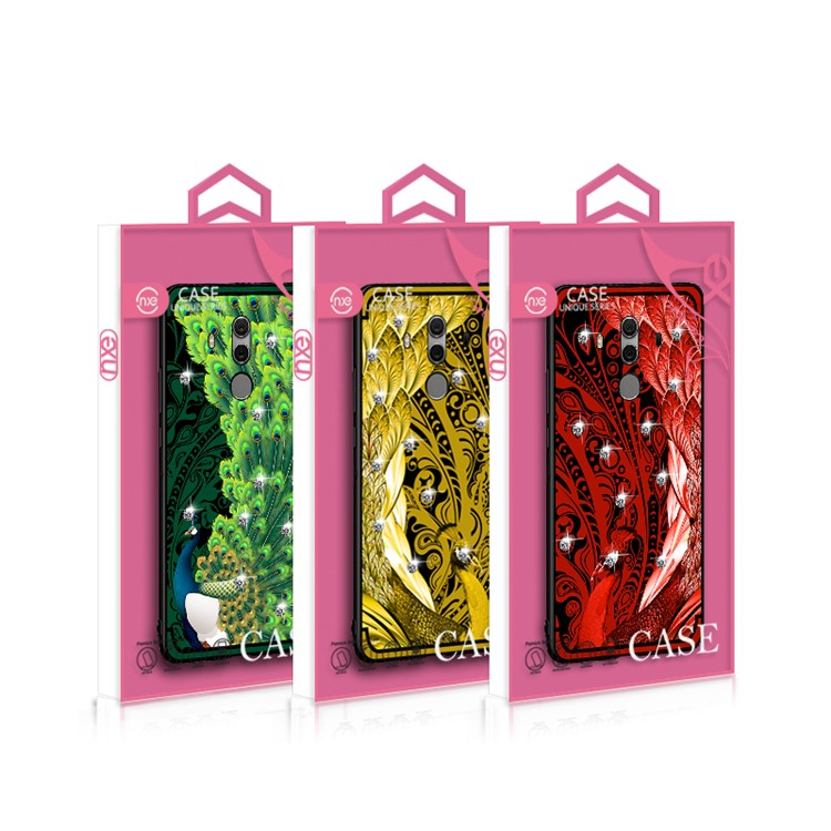 10Pcs/Set NXE Diamonds Decor Peacock Pattern TPU Back Case for Huawei Mate 10 Pro - Red-6
