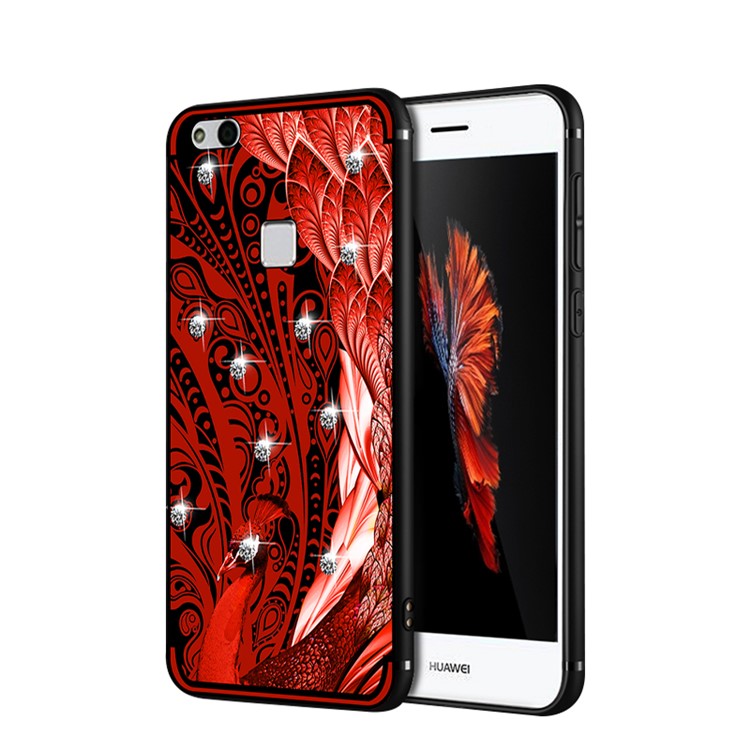 10Pcs/Set NXE Unique Series Diamond Peacock TPU Phone Case for Huawei P10 Lite - Red-1