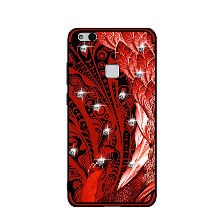 10Pcs/Set NXE Unique Series Diamond Peacock TPU Phone Case for Huawei P10 Lite - Red-2