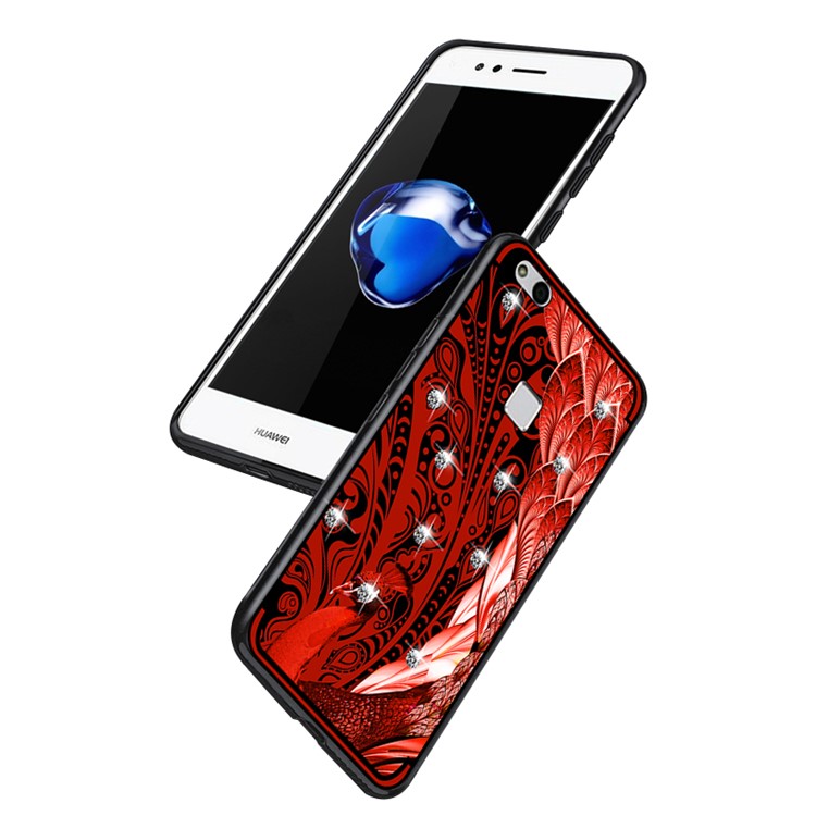10Pcs/Set NXE Unique Series Diamond Peacock TPU Phone Case for Huawei P10 Lite - Red-4
