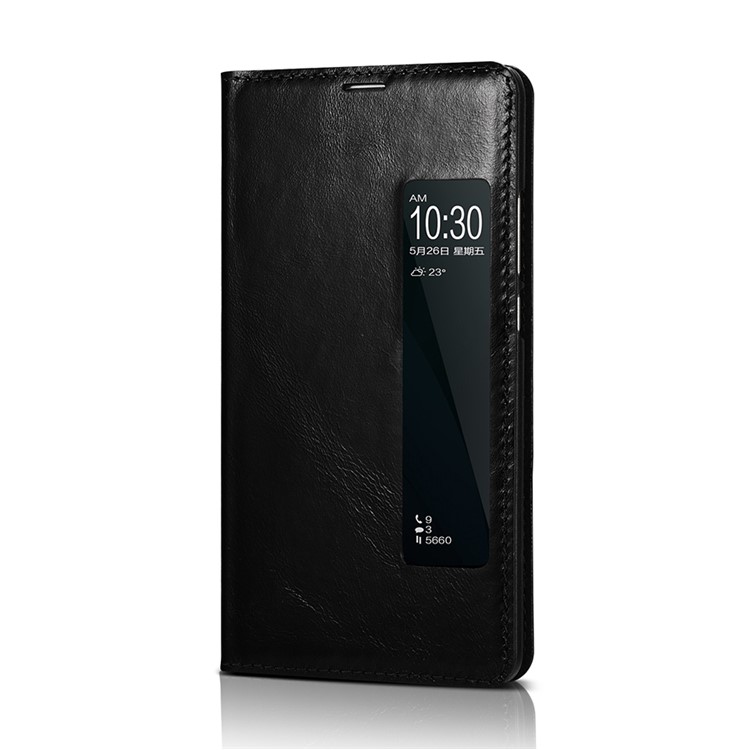XOOMZ View Window Smart Genuine Leather Stand Cover Case for Huawei Mate 10 - Black-4
