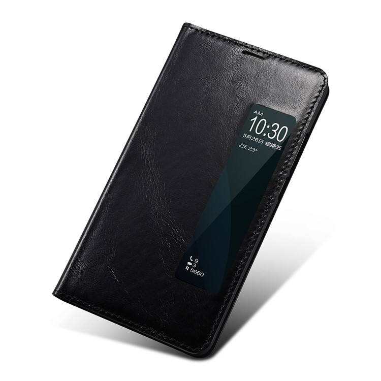 XOOMZ View Window Smart Genuine Leather Stand Cover Case for Huawei Mate 10 - Black-5