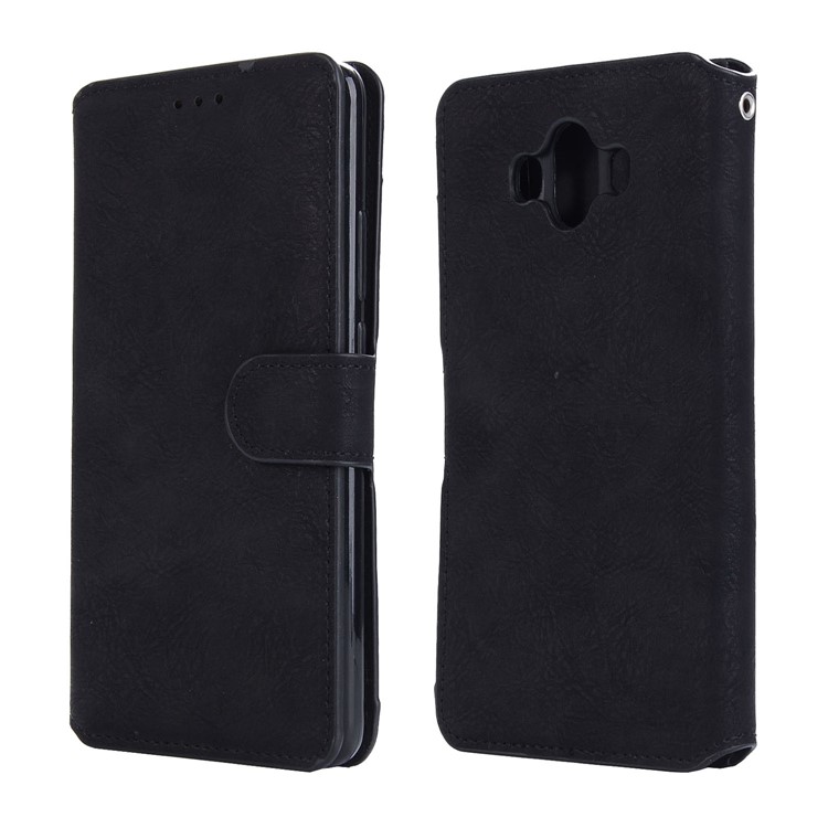 Vintage Matte PU Leather Wallet Stand Phone Cover for Huawei Mate 10 - Black-1