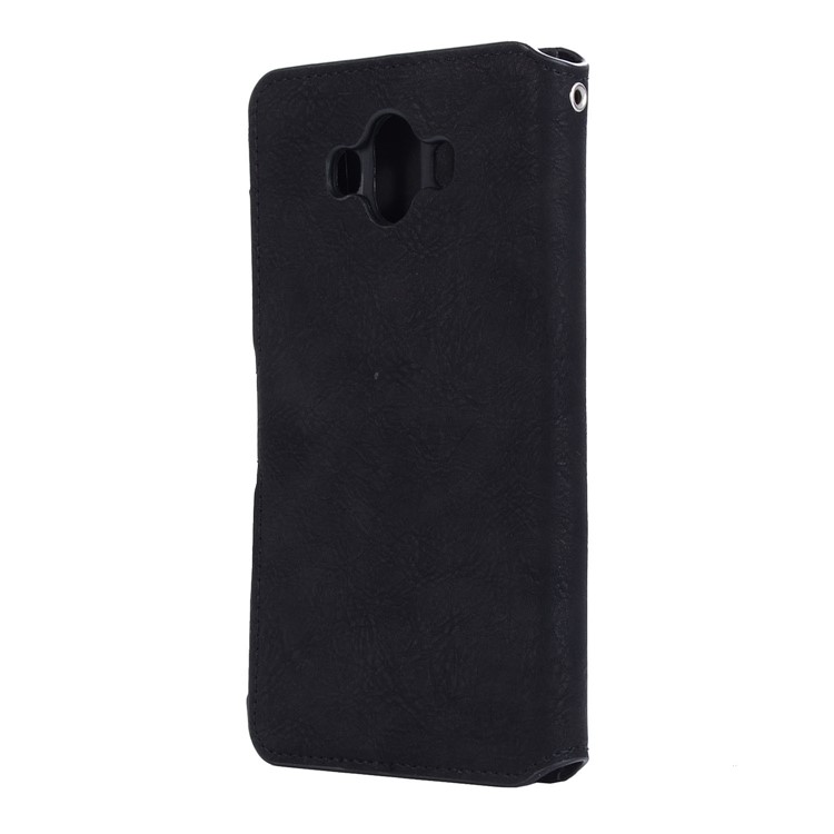 Vintage Matte PU Leather Wallet Stand Phone Cover for Huawei Mate 10 - Black-3