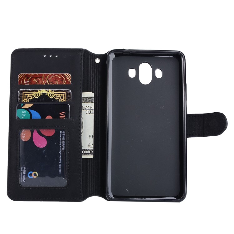 Vintage Matte PU Leather Wallet Stand Phone Cover for Huawei Mate 10 - Black-4
