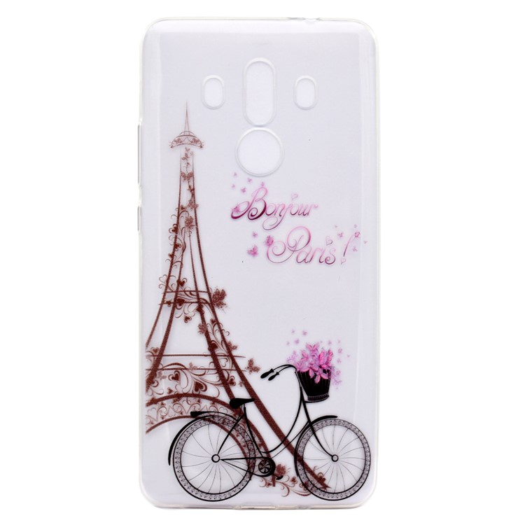 For Huawei Mate 10 Pro Soft TPU Ultra Patterned Ultra-thin Phone Casing - Tower and Bicycle-2