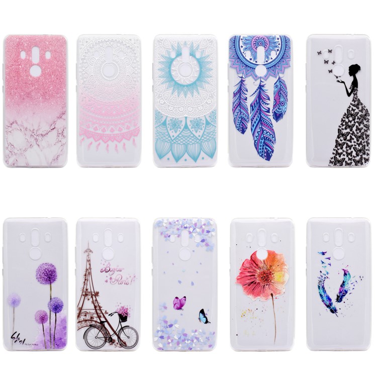 For Huawei Mate 10 Pro Soft TPU Ultra Patterned Ultra-thin Phone Casing - Tower and Bicycle-6