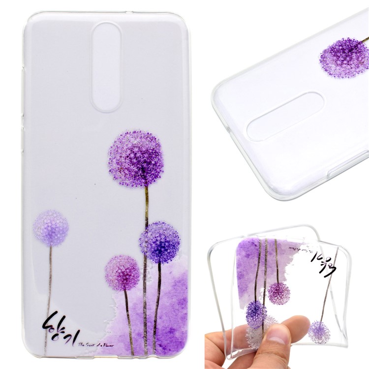 For Huawei Mate 10 Lite / nova 2i / Maimang 6 / Honor 9i (India) Pattern Printing Soft TPU Cell Phone Shell - Purple Dandelions-1