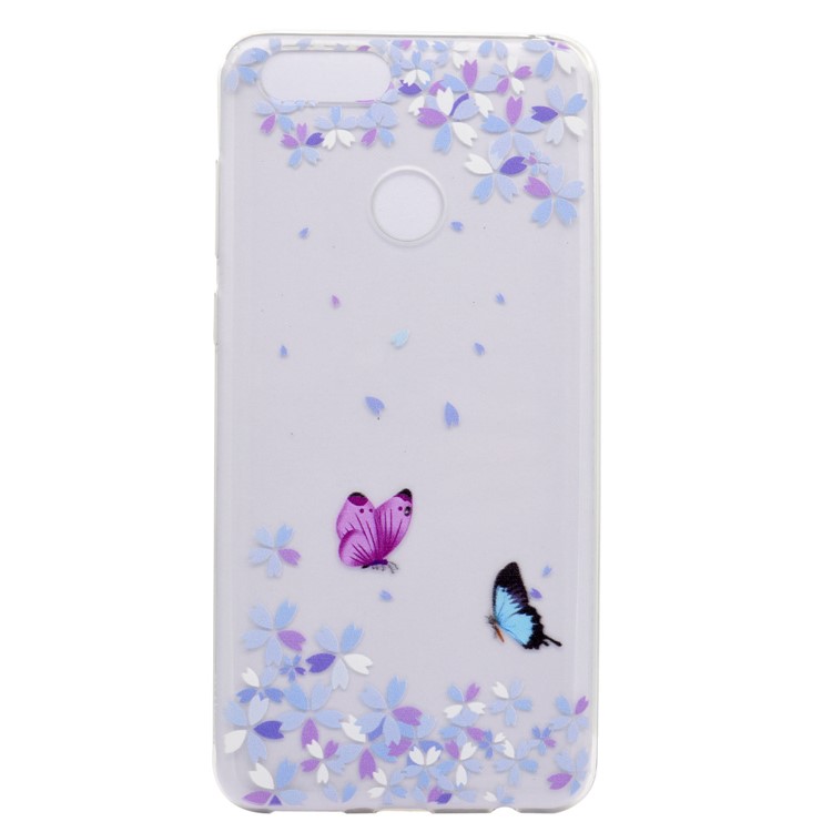 Ultra Thin Pattern Printing Soft TPU Case for Huawei Honor 7X - Butterfly and Flower-2