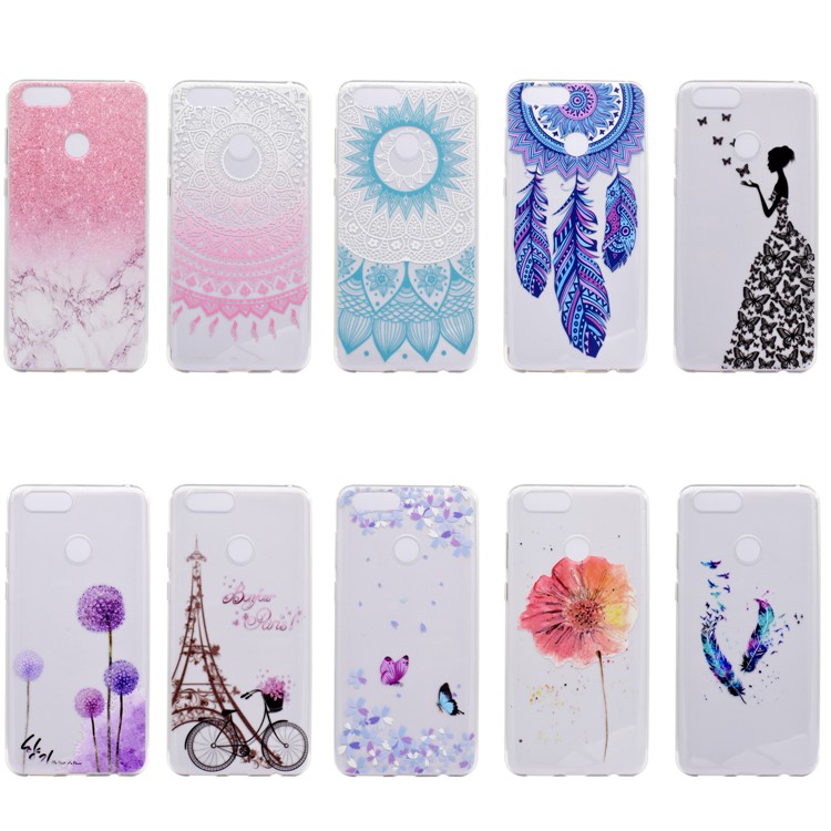 Ultra Thin Pattern Printing Soft TPU Case for Huawei Honor 7X - Butterfly and Flower-6