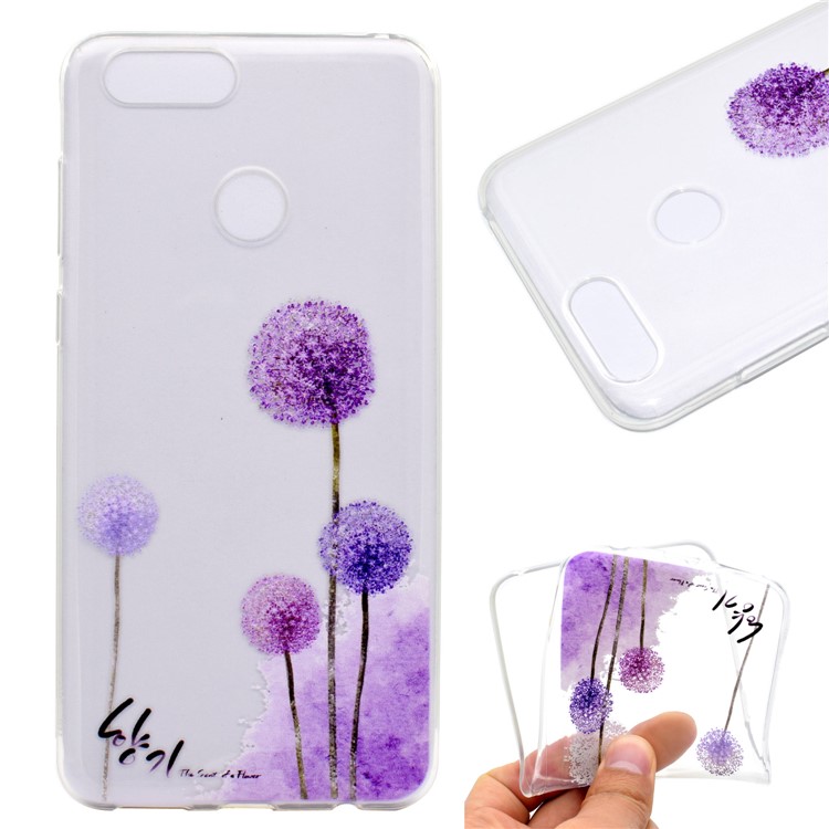 Ultra Thin Pattern Printing Soft TPU Cover for Huawei Honor 7X - Purple Dandelion-1