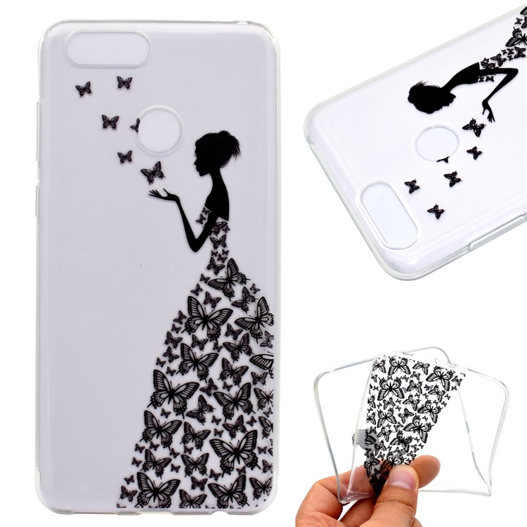 Ultra Thin Pattern Printing Soft TPU Casing for Huawei Honor 7X - Butterfly Girl-1