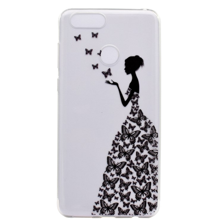 Ultra Thin Pattern Printing Soft TPU Casing for Huawei Honor 7X - Butterfly Girl-2