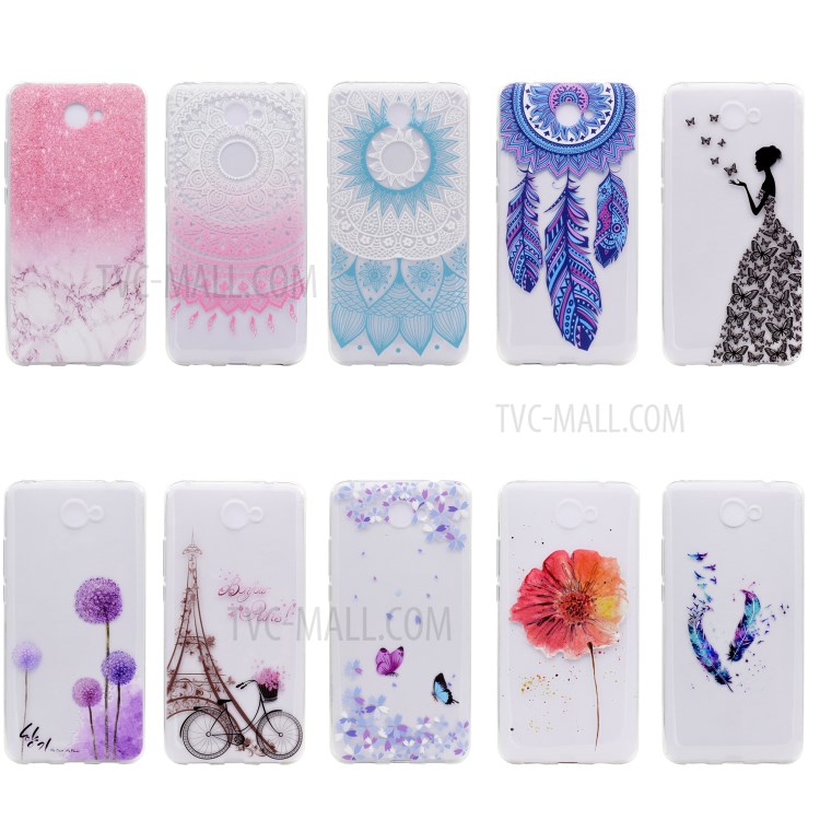 Pattern Printing TPU Jelly Mobile Cover for Huawei Y7 (2017) - Fresh Flower-6