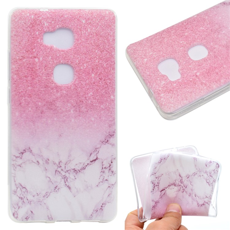 For Huawei Honor 5X/Honor Play 5X Patterned Ultra-thin TPU Mobile Phone Casing - Pink Marble-1