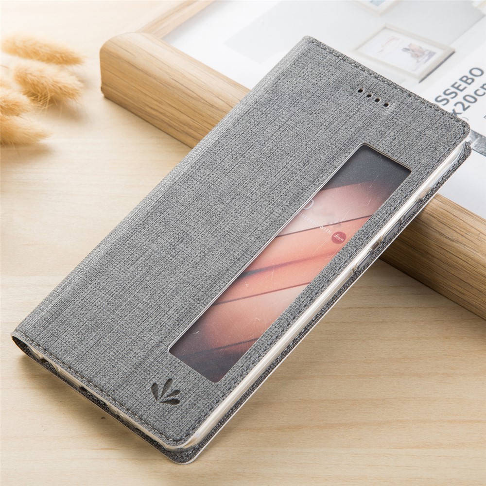 VILI DMX Pliante Stand Vue Fenêtre En Cuir Téléphone Shell Pour Huawei Mate 10 Pro - gris-1