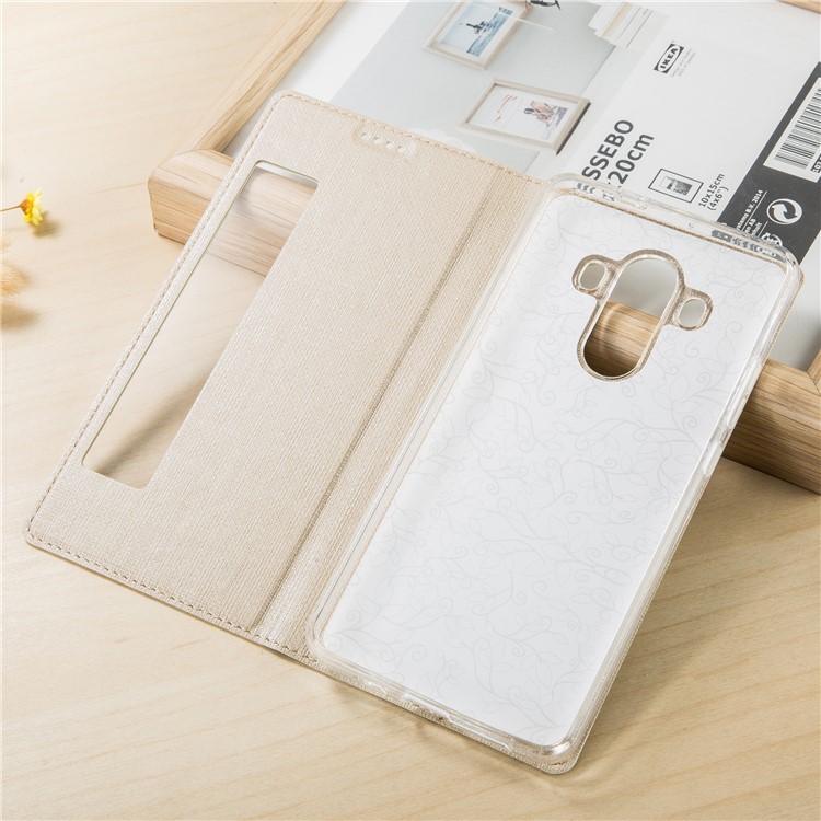 VILI DMX Folding Stand View Window Leather Mobile Phone Case for Huawei Mate 10 Pro - Gold-3