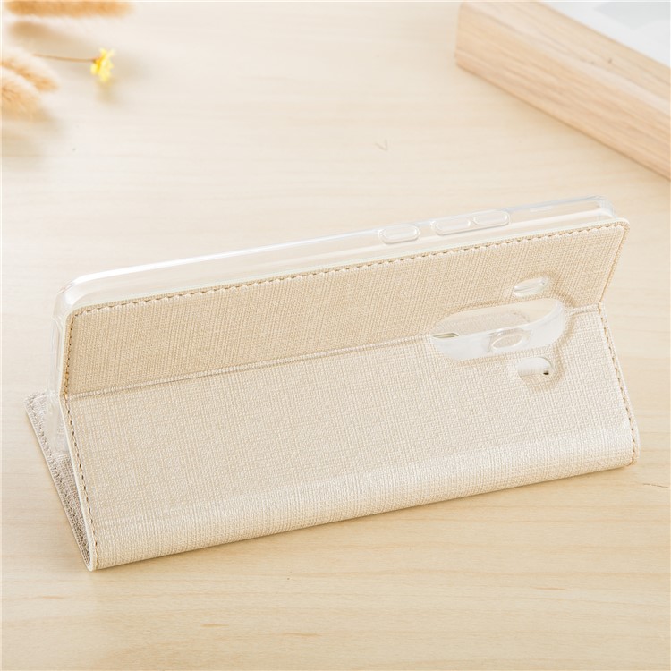 VILI DMX Folding Stand View Window Leather Mobile Phone Case for Huawei Mate 10 Pro - Gold-4