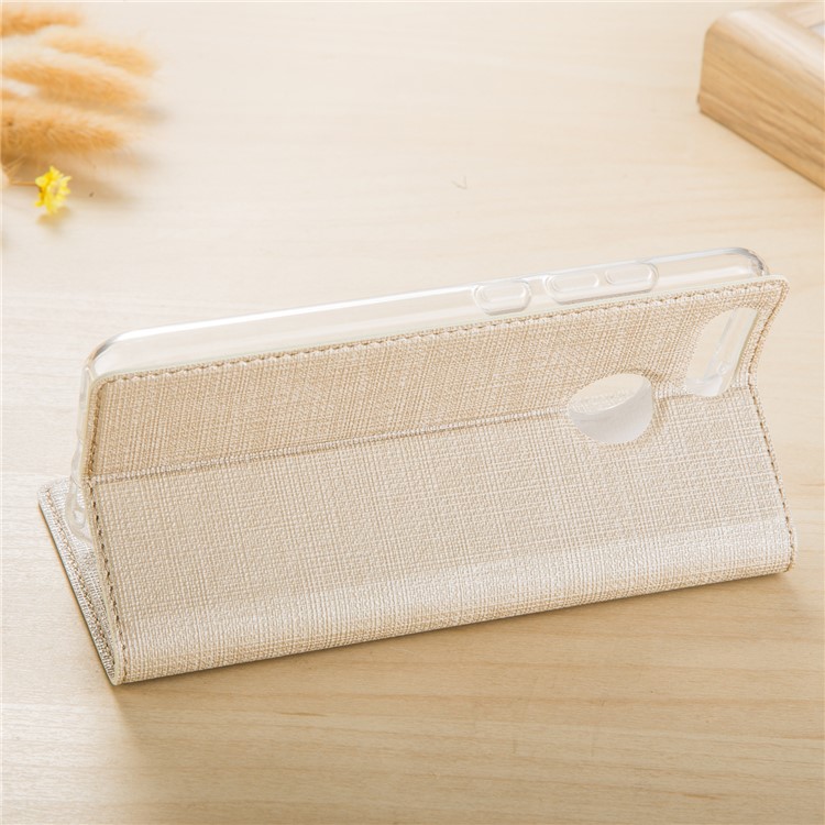 Cross Texture Leather Stand Protective Flip Case with Card Slot for Huawei Honor 7X - Gold-4