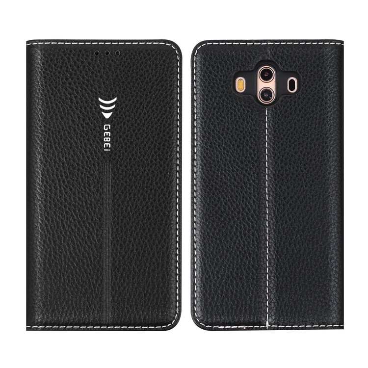GEBEI Litchi Texture Leather Card Slots Stand Case for Huawei Mate 10 - Black-2