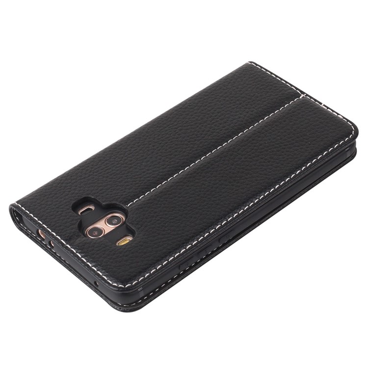 GEBEI Litchi Texture Leather Card Slots Stand Case for Huawei Mate 10 - Black-4