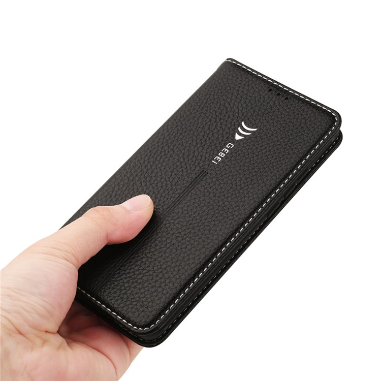 GEBEI Litchi Texture Leather Card Slots Stand Case for Huawei Mate 10 - Black-6