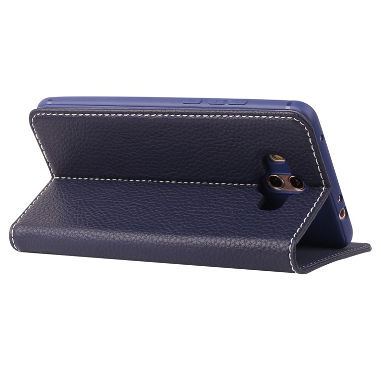 GEBEI Litchi Texture Leather Card Slots Stand Casing for Huawei Mate 10 - Dark Blue-2