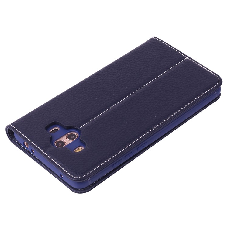 GEBEI Litchi Texture Leather Card Slots Stand Casing for Huawei Mate 10 - Dark Blue-3
