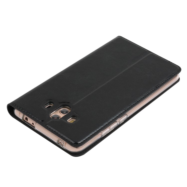 GEBEI Crazy Horse Pattern PU Leather View Window Stand Cover for Huawei Mate 10 - Black-4
