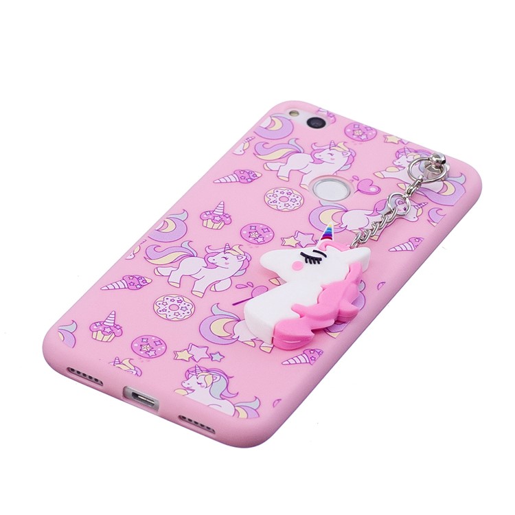 Unicorn Patterned TPU Case with Unicorn Pendant for Huawei P8 Lite (2017) / Honor 8 Lite - Pink-4