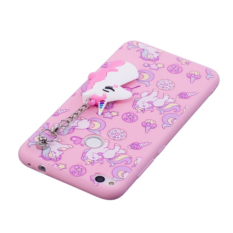 Unicorn Patterned TPU Case with Unicorn Pendant for Huawei P8 Lite (2017) / Honor 8 Lite - Pink-5