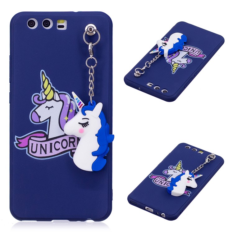 Unicorn Patterned TPU Back Case with Unicorn Pendant for Huawei P10 - Blue-1
