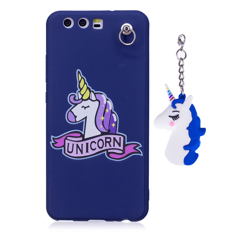 Unicorn Patterned TPU Back Case with Unicorn Pendant for Huawei P10 - Blue-2