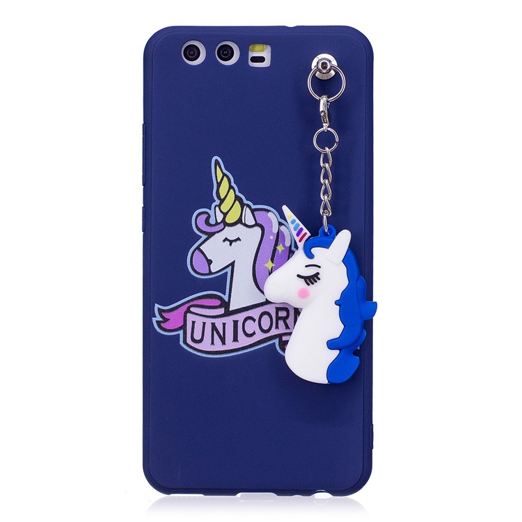 Unicorn Patterned TPU Back Case with Unicorn Pendant for Huawei P10 - Blue-3