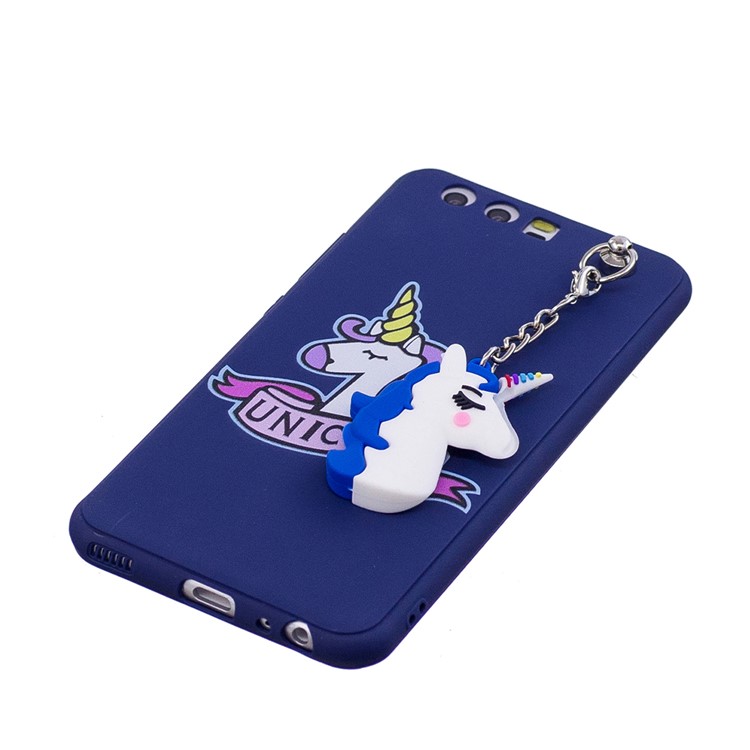 Unicorn Patterned TPU Back Case with Unicorn Pendant for Huawei P10 - Blue-4