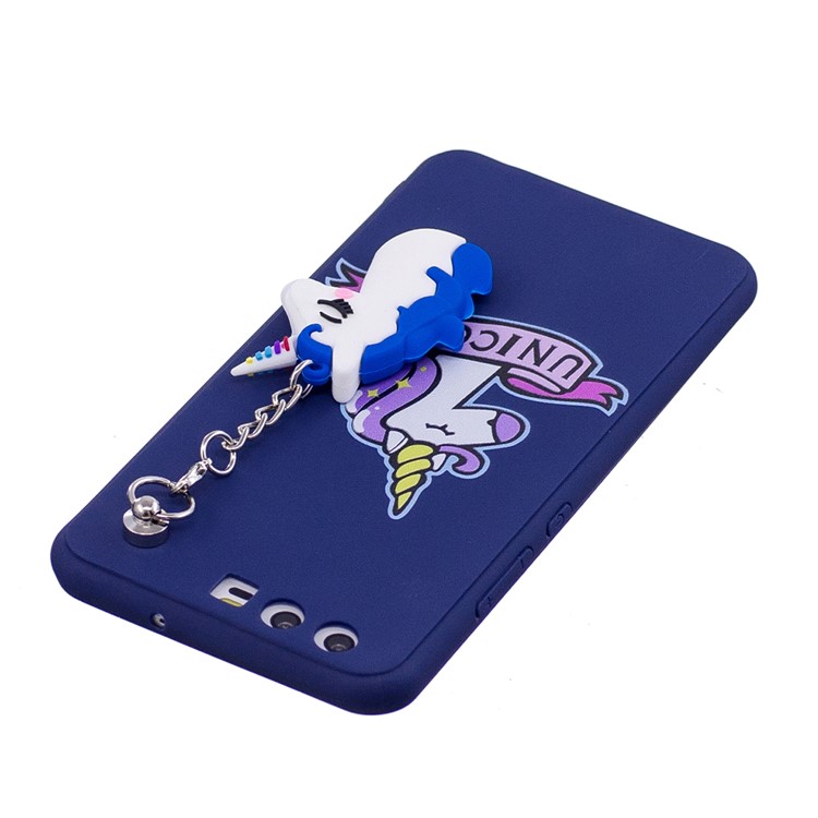 Unicorn Patterned TPU Back Case with Unicorn Pendant for Huawei P10 - Blue-5