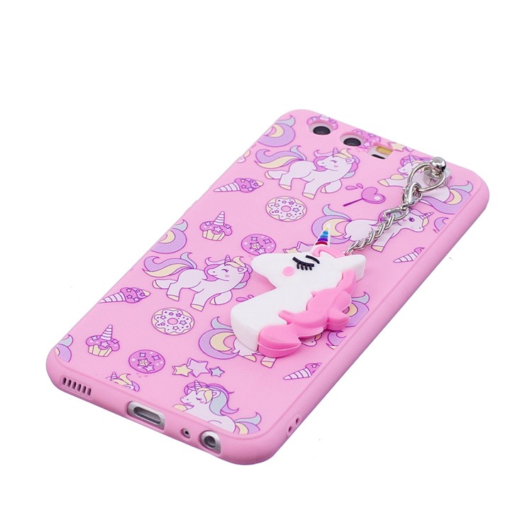 Unicorn Patterned TPU Cover Case with Unicorn Pendant for Huawei P10 - Pink-4