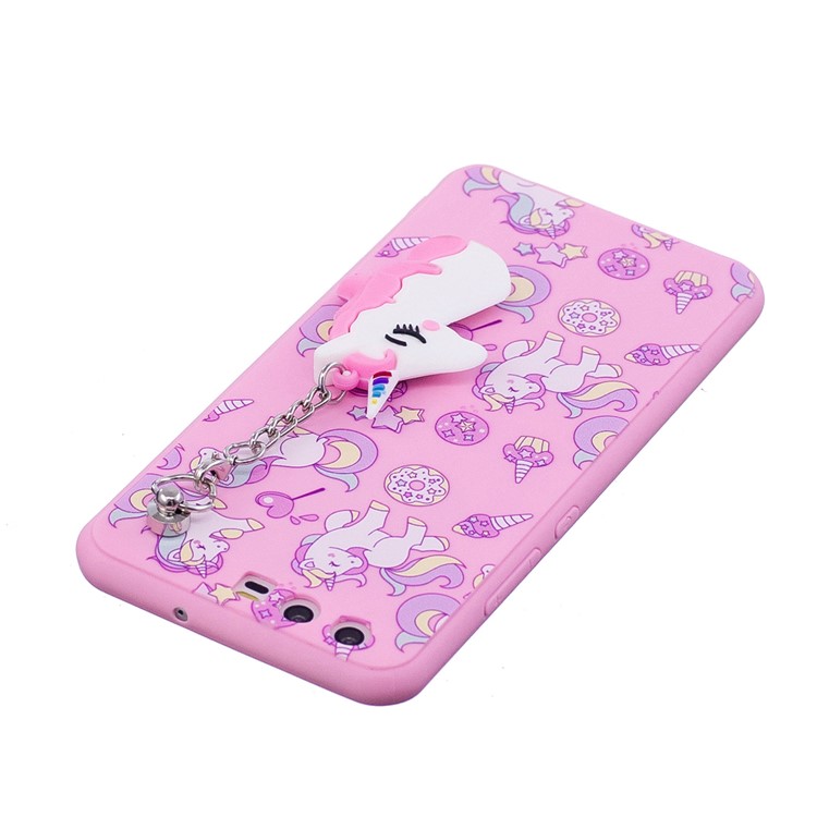 Unicorn Patterned TPU Cover Case with Unicorn Pendant for Huawei P10 - Pink-5