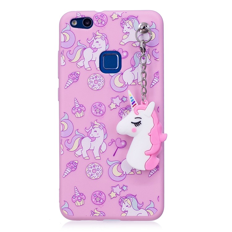Unicorn Patterned TPU Mobile Cover with Unicorn Pendant for Huawei P10 Lite - Pink-3