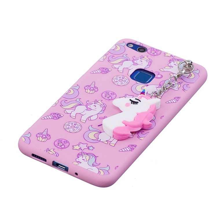 Unicorn Patterned TPU Mobile Cover with Unicorn Pendant for Huawei P10 Lite - Pink-4