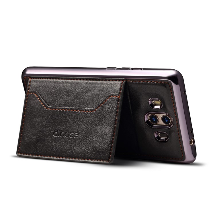 For Huawei Mate 10 Leather Coated Plated TPU Mobile Case with Card Slot Kickstand - Black-4