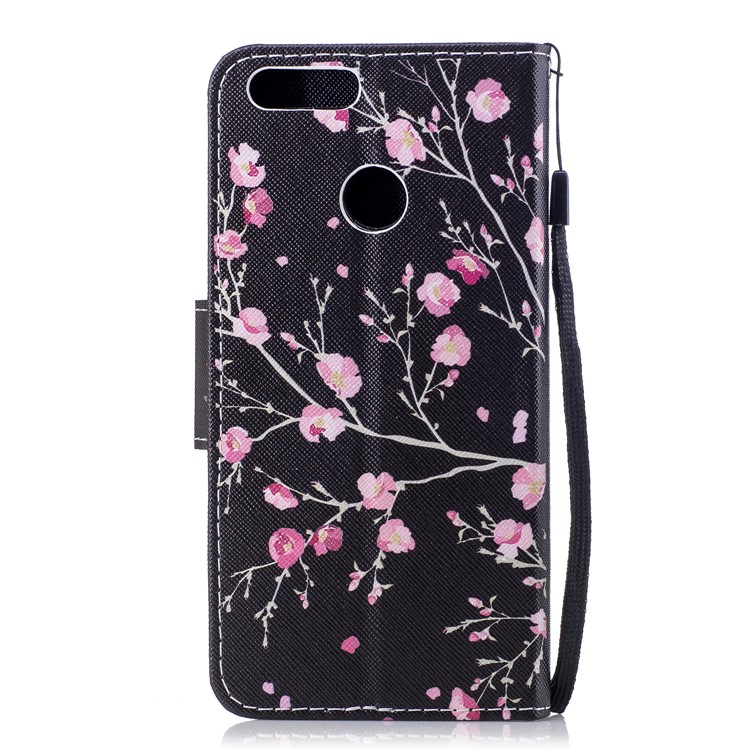 Pattern Printing Leather Wallet Case for Huawei Honor 7X - Pink Flowers-2