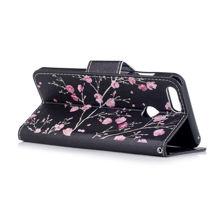 Pattern Printing Leather Wallet Case for Huawei Honor 7X - Pink Flowers-3