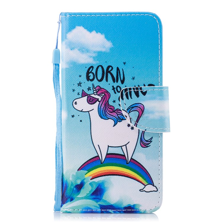 Patterned PU Leather Folio Case with Stand for Huawei Honor 7X - Unicorn Pattern-1