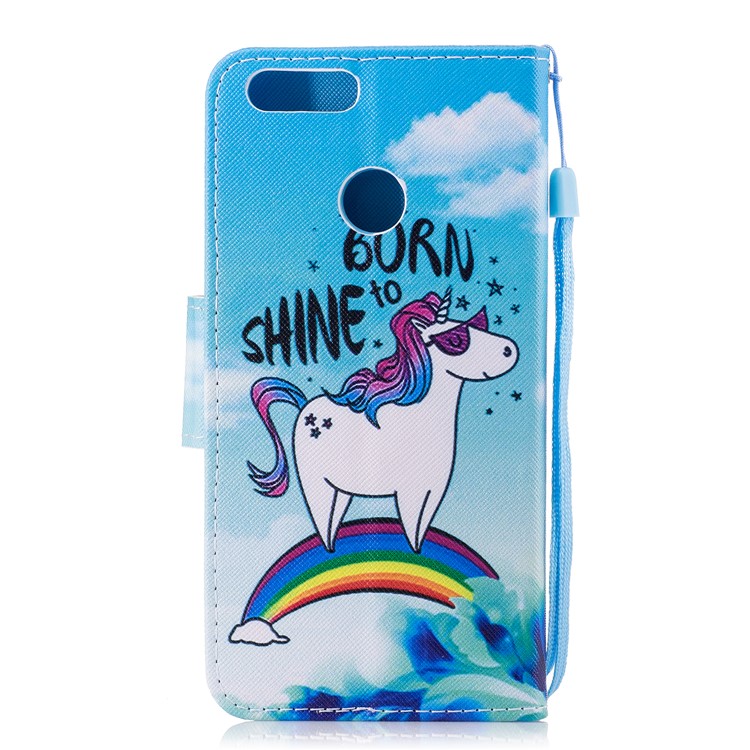 Patterned PU Leather Folio Case with Stand for Huawei Honor 7X - Unicorn Pattern-2