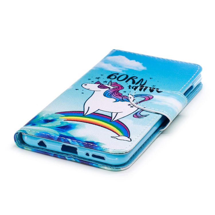 Patterned PU Leather Folio Case with Stand for Huawei Honor 7X - Unicorn Pattern-4