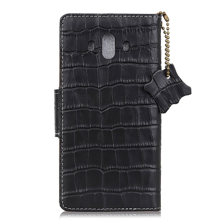 Crocodile Texture Genuine Leather Wallet Stand Casing for Huawei Mate 10 - Black-2