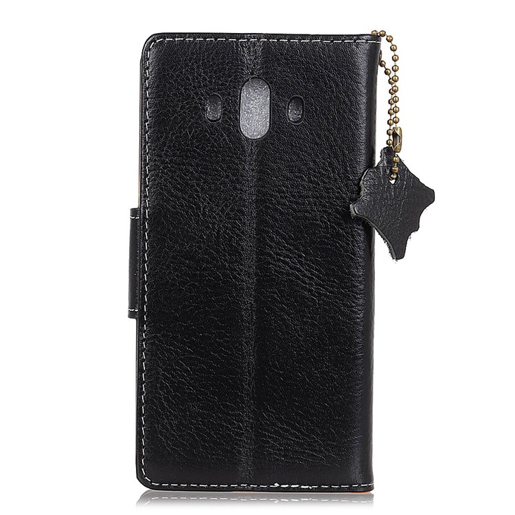 Genuine Leather Crazy Horse Wallet Stand Cover Accessory for Huawei Mate 10 - Black-3