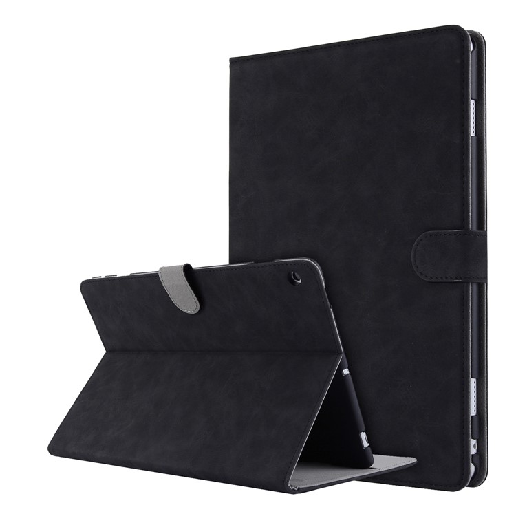 Retro Style Leather Flip Case for Huawei Honor Waterplay - Black-1