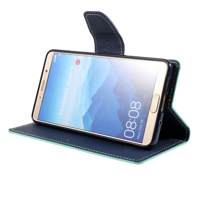 MERCURY GOOSPERY Fancy Diary Leather Folio Flip Phone Cover for Huawei Mate 10 - Cyan-4